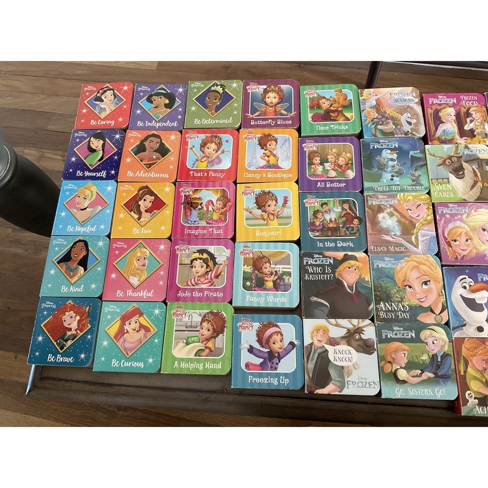 Set Of 80 Small Board Books Princess, Frozen, Muppet Babies, Trolls, Blues Clues